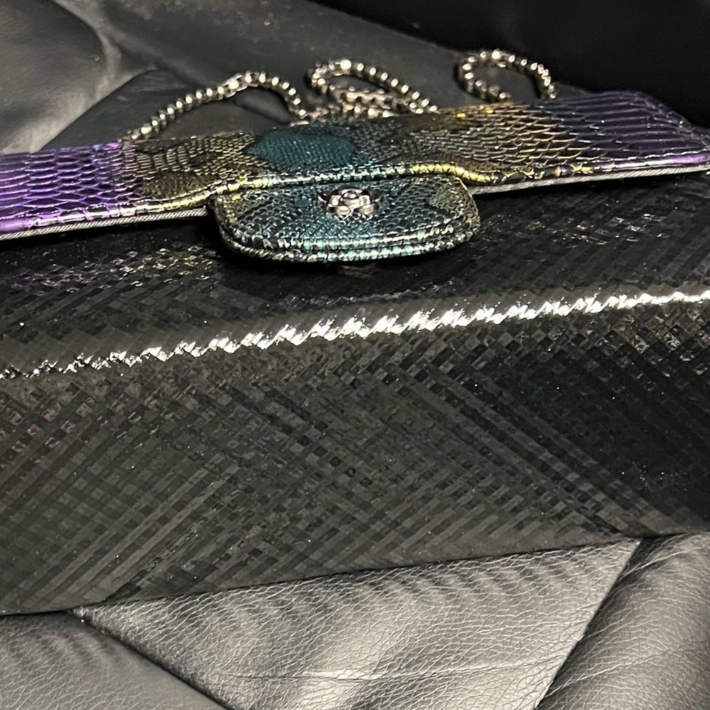 Multicolor Python-Embossed Chain Shoulder Bag - Picture 5 of 5